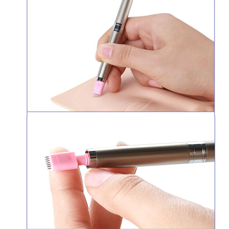 5 par permanente maquiagem acessórios rosa microblading agulhas 7 pinos 19 pinos esterilizado tatuagem lâmina para microblading manual caneta