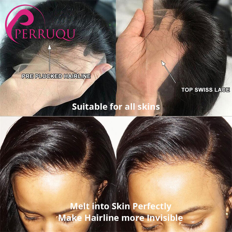 Pelucas de cabello humano con encaje Frontal para mujeres negras, peluca brasileña de onda de encaje Frontal profundo, prearrancada, 13X 4, peluca con malla Frontal Perruqu
