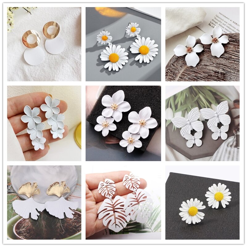 Orecchini pendenti a forma di fiore di farfalla margherita di colore bianco puro per le donne nuova estate coreana Orecchino creativo gioielli da sposa romantici