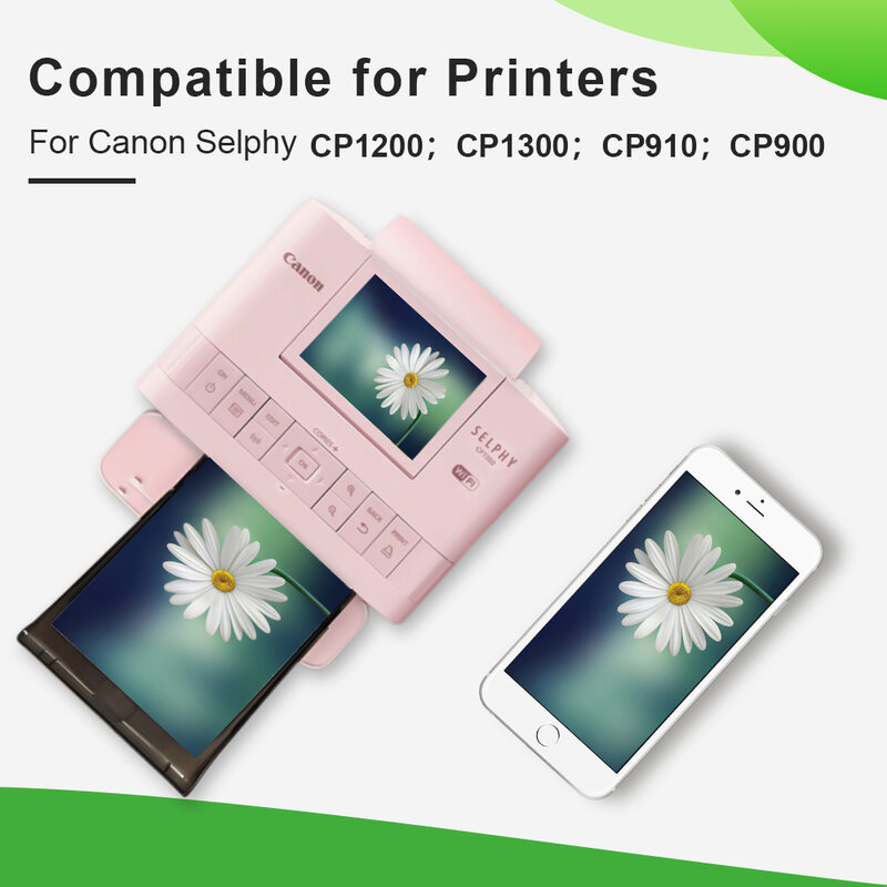 Kompatibel untuk Canon Selphy CP1300 CP1200 CP1000 CP910 kaset tinta untuk Selphy CP1500 Set kertas foto Printer KP108IN 6 inci