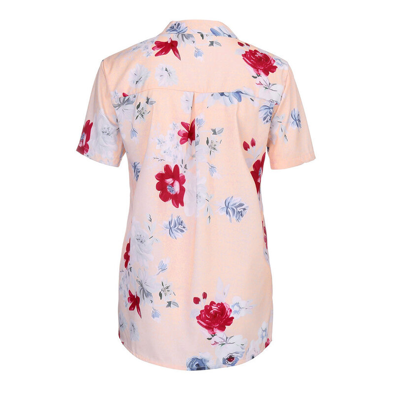 تونيك بوهو بأكمام قصيرة ، قميص نسائي مطبوع عليه أزهار ، بجيوب ، بلوزة سهلة الارتداء ، مقاس كبير ، 2020