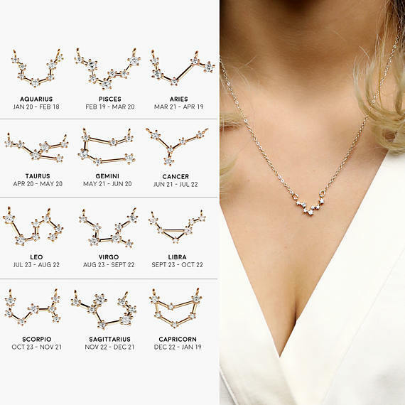 Colgante de diamante de circonita para mujer, collar de 12 Constelaciones de moda coreana, cadena corta de clavícula para las cuatro estaciones europea y americana