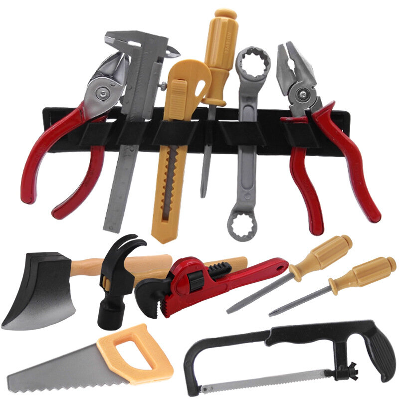 Juegos de herramientas de construcción de modelos, 14 unids/set, herramientas de mantenimiento multifuncionales, sierra, destornillador, alicates, hacha, Hamer, juguetes de modelos