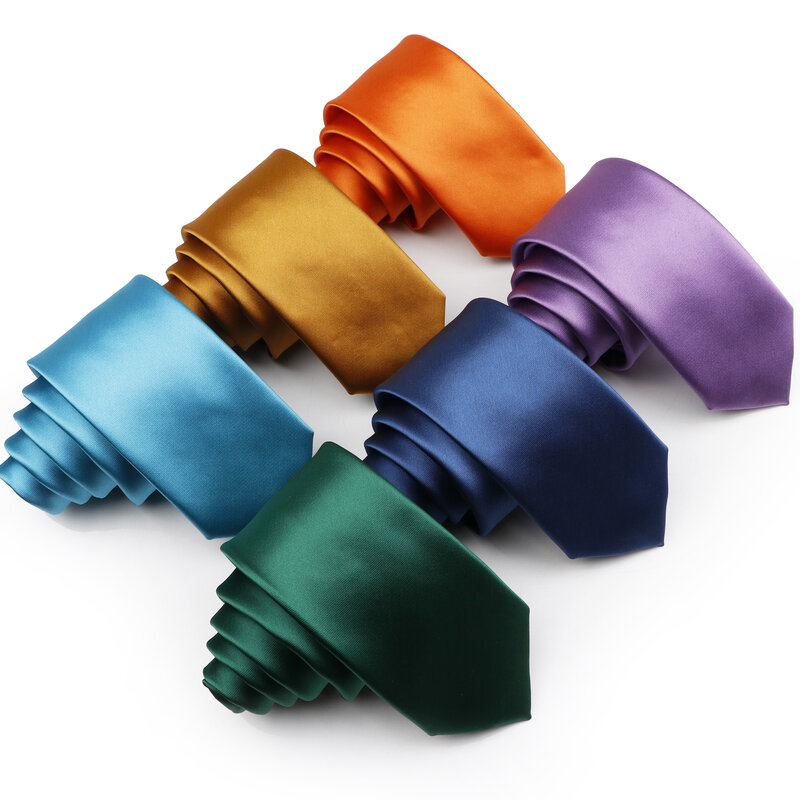 Beautiful Satin Solid 6cm Necktie Smooth Narrow 100% Polyester Men Wedding Grooms Suit Formal Casual Gift Tie Shirt Accessory