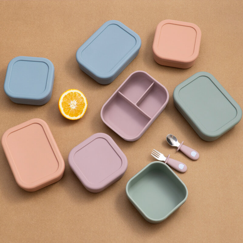 Baby Silikon Schüssel Lunchbox Mittagessen Box Mit Deckel Dicht Weiche Silikon Frische-Halten Lebensmittel-Grade silikon Material