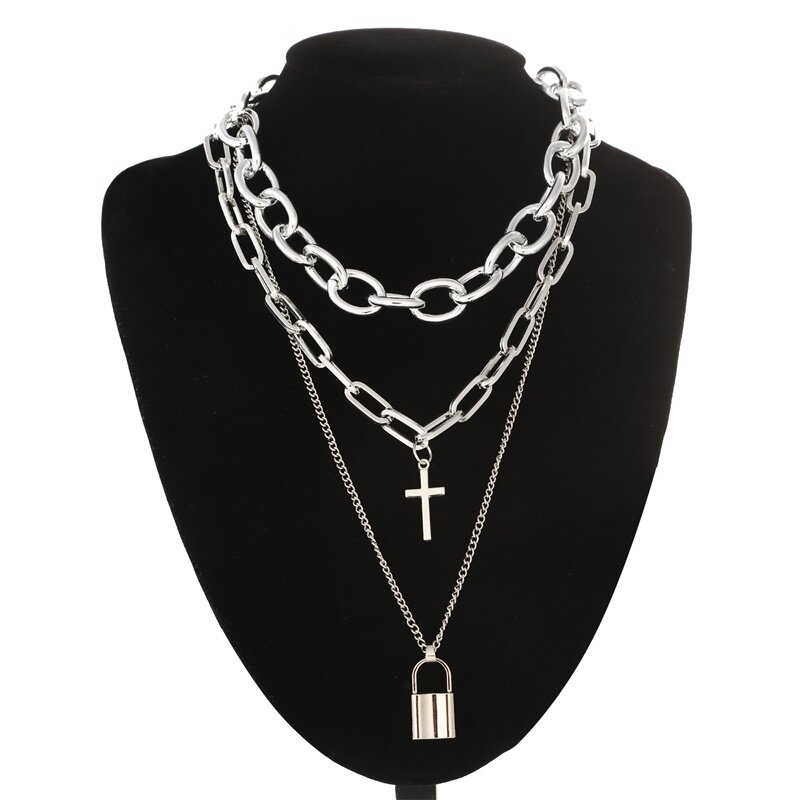 Collier en chaîne avec serrure gothique, accessoires Style Grunge, tour de cou à noyau de fée des années 2000, bijoux esthétique Y2k E Girl