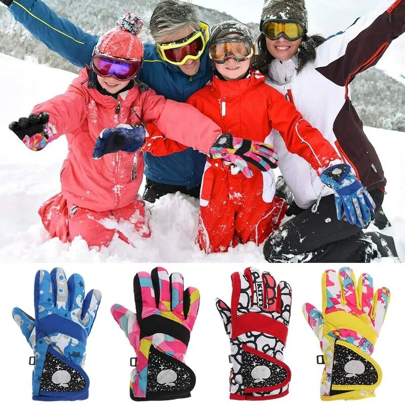 Novas crianças crianças inverno neve quente luvas menino meninas esqui snowboard à prova de vento à prova dwindproof água engrossar manter quente inverno deve
