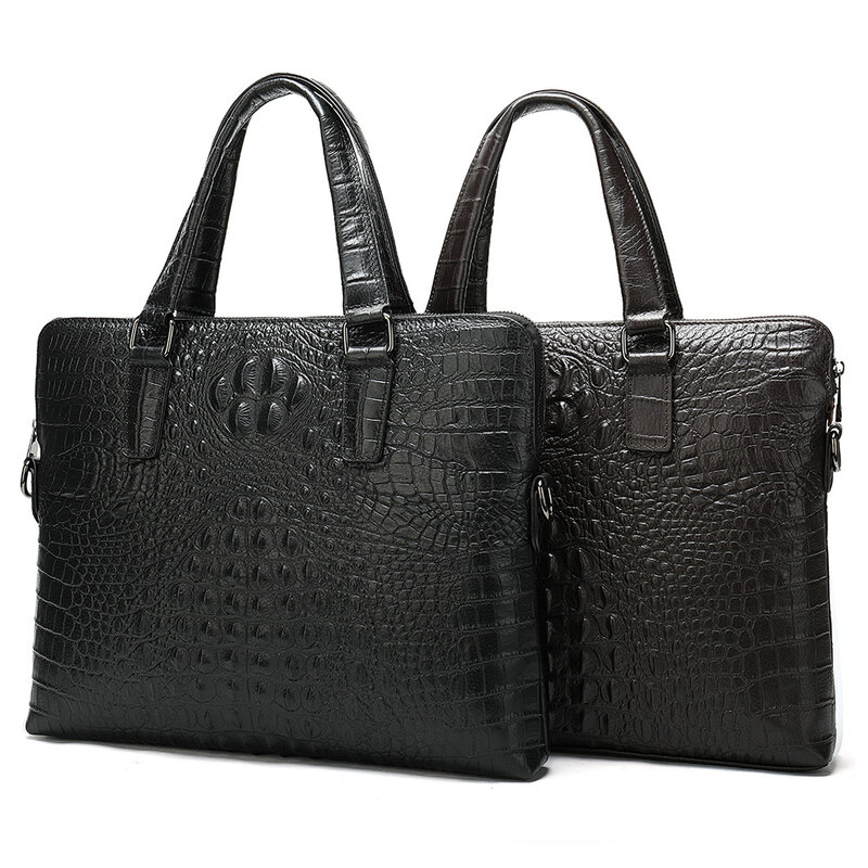 Leather Briefcases Men Leather Man Bag Business Men Handbag Crocodile Pattern Briefcase