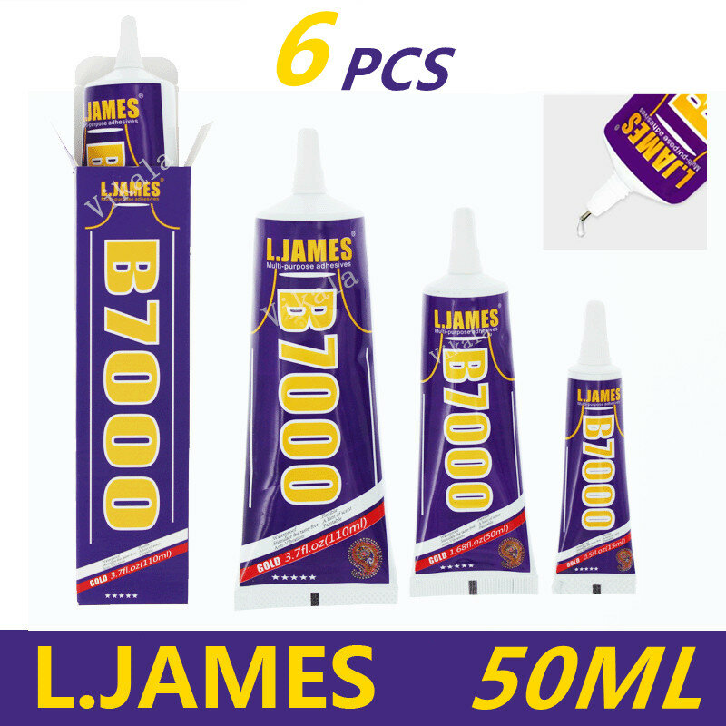 L.JAMES b7000-pegamento para pantallas de teléfonos móviles, adhesivo para b-7000, pegamento de vidrio para teléfono, punto de reparación, joyería de diamante, 6 piezas, 50ml