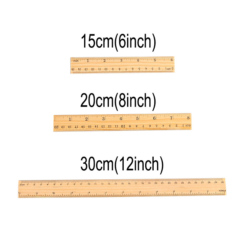 5Pcs/set Wooden Straight Ruler 15CM 20CM 30CM Double Side Measuring Tool Office School Student Stationery Photography Props
