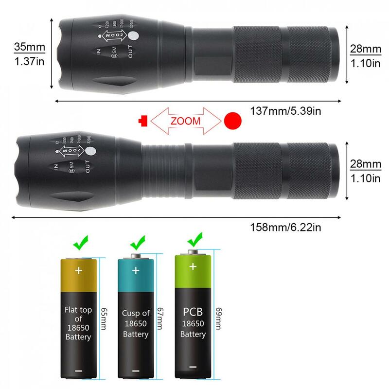 Lanterna led infravermelho com foco, zoom, caça, 18650 nm, alcance de nm, visão noturna, bateria/aaa
