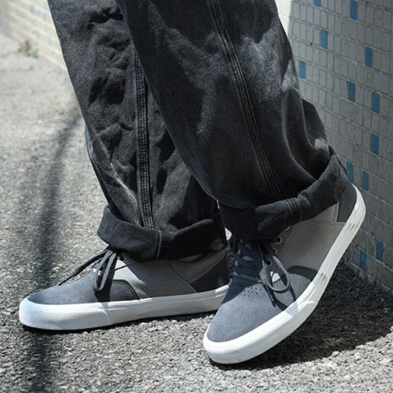 Joiints nova chegada sapatos de couro para homens skate cinza moda andando tênis de borracha elestic baixo corte sapato mais longa duração