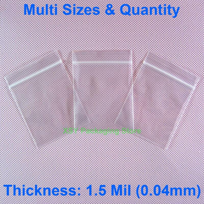 1,5 мил пластиковые мешки на молнии наружный размер (ширина 1,5 " - 3") x (длина 2,5 "-4,7") эквалайзер. (От 40 до 80 мм) x (от 65 до 120 мм) поли упаковка