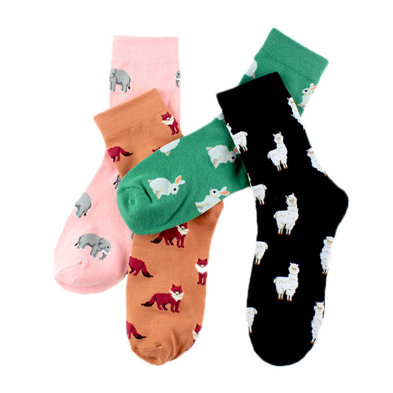 Peonfly-calcetines divertidos de dibujos animados para mujer, medias de marca japonesa Harajuku, conejo, gato, zorro, animales, Kawaii, Eu35-40