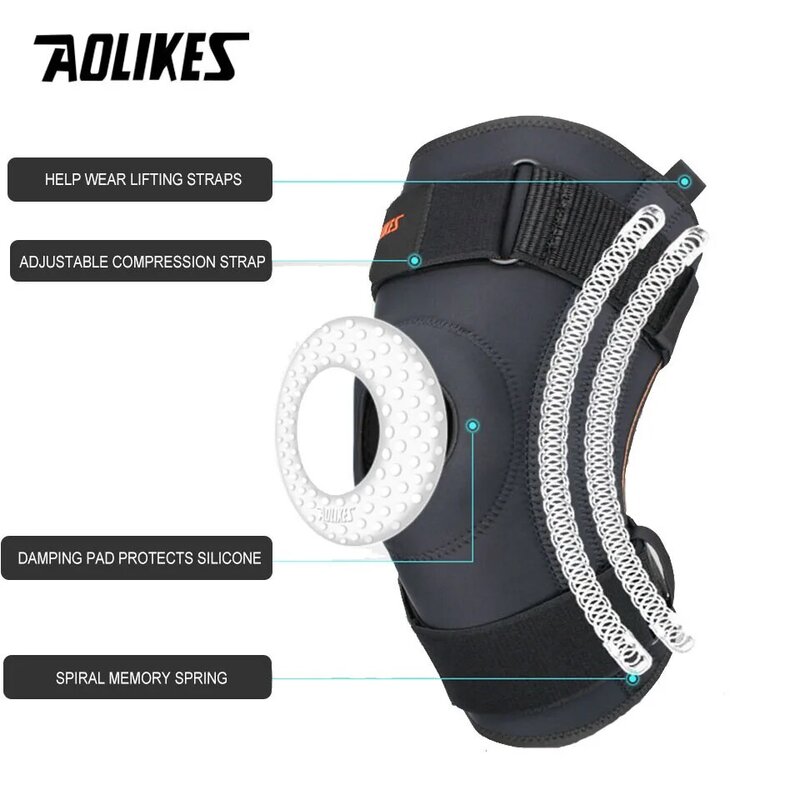 AOLIKES Spring Support Running Knee Pads Basketball Hiking Compression Shock Absorption Breathable Meniscus Knee Protector