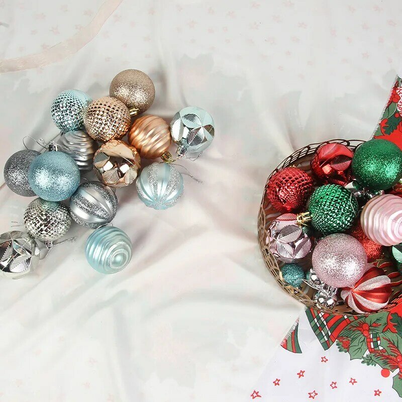 3cm 6cm 26Pcs Cristmas Balls Ornaments Snowflake Snowman Christmas Tree Hanging Ball Set For Navidad Home Decoration