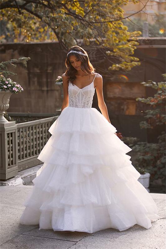 Блестящее женское свадебное платье, Кружевная аппликация, новинка 2021, свадебное платье с открытой спиной, свадебные платья принцессы на заказ