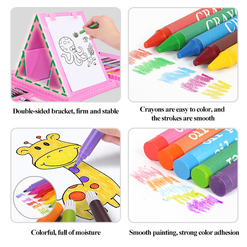 208pcs Set di pittura per bambini studenti pennello d'arte compleanno regalo di natale penne ad acquerello e pastelli ad olio e strumenti per matite colorate