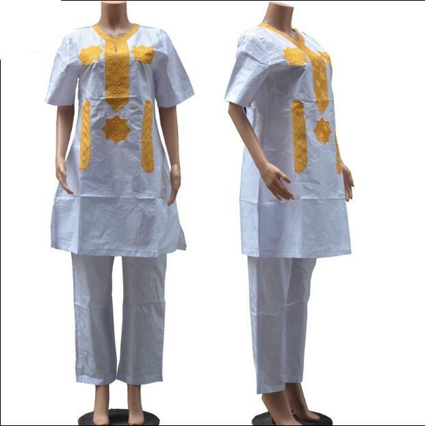 Roupa tradicional africana bazin bordado feminino terno de verão estágio
