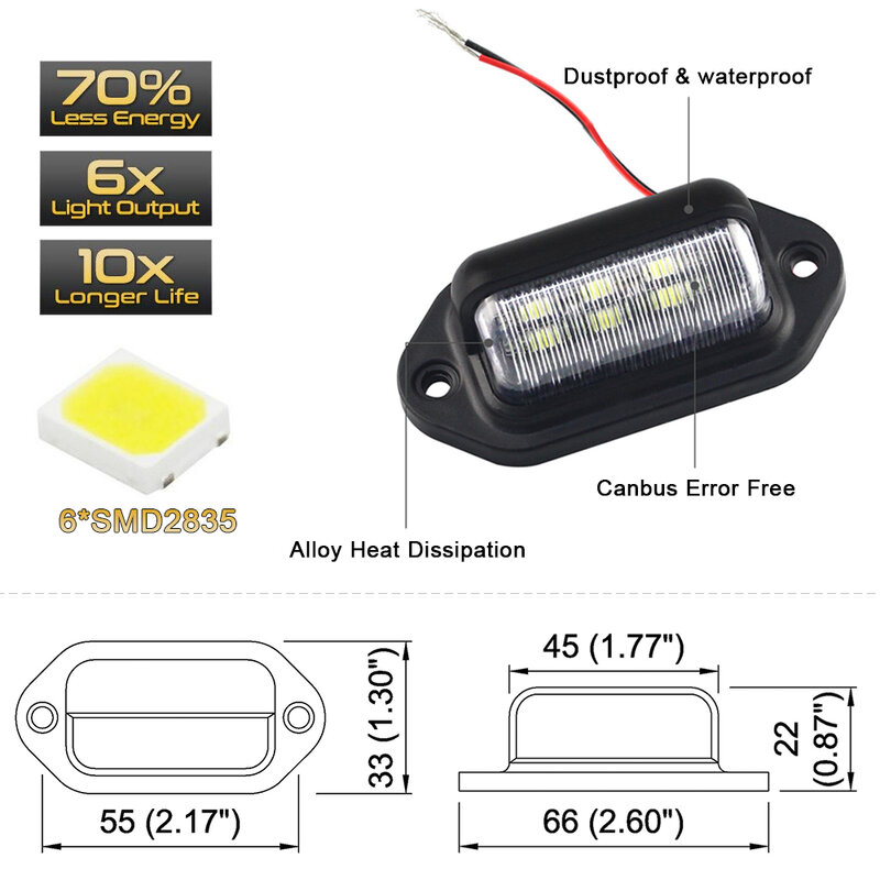 12V 6 LED Auto Lizenz Nummer Platte Licht Für SUV Auto RV Lkw-anhänger Rücklicht Kennzeichen Lichter lampe Auto Zubehör