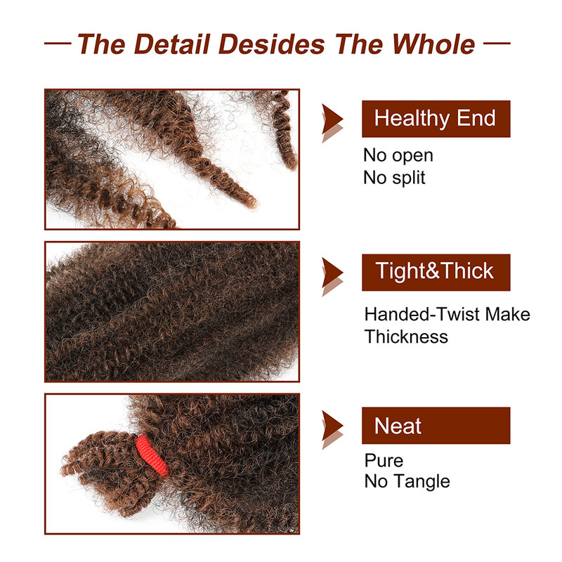 YunRong-extensiones de cabello rizado Marley para mujeres africanas, cabello trenzado primaveral Afro Twist Crochet, extensiones a granel, Faux Locs, Marely Braid