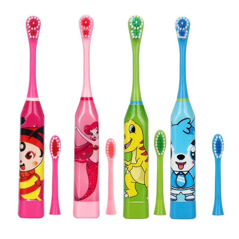 Los niños de dibujos animados ultrasónica impermeable cepillo de dientes eléctrico casa suave pelo de doble cara limpia cepillo de dientes de productos de baño