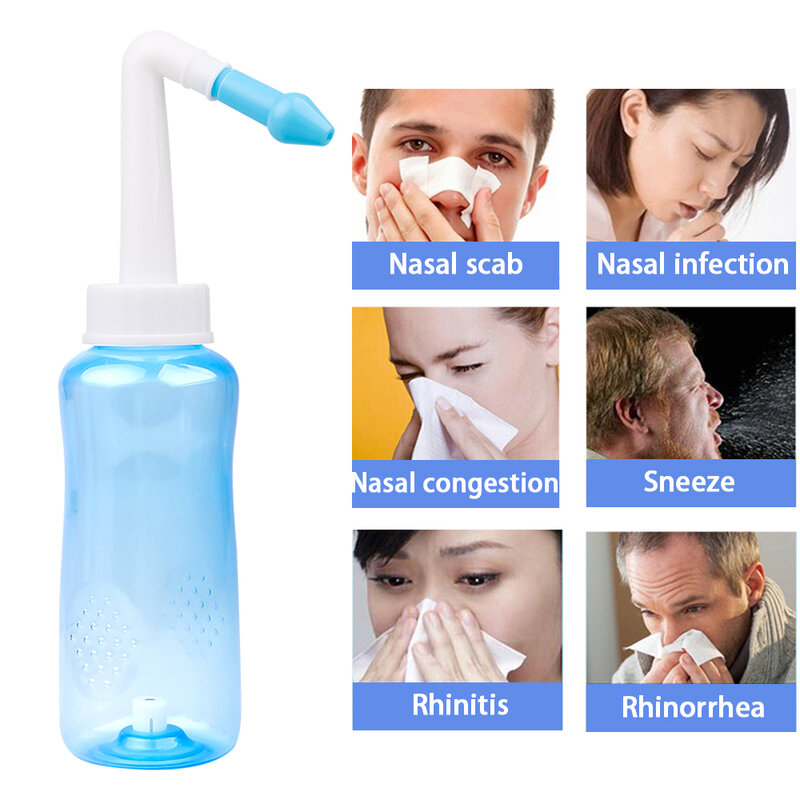 Sistema de lavado de nariz para adultos y niños, recortador de nariz, limpiador de lavado Nasal, alivio de alergias, enjuague de presión Nasal, Neti Pot