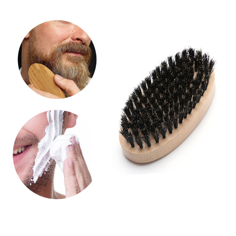 Cepillo de cerdas de jabalí de madera de bambú para hombres, cepillo de masaje de pelo Facial, peine de cuidado masculino para barba y bigote
