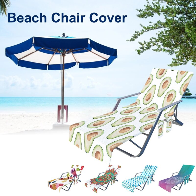 Penutup Kursi Pantai Kolam Renang Penutup Kursi Lounge dengan Kantong Kursi Lounge Handuk Pantai untuk Berjemur Pantai Musim Panas