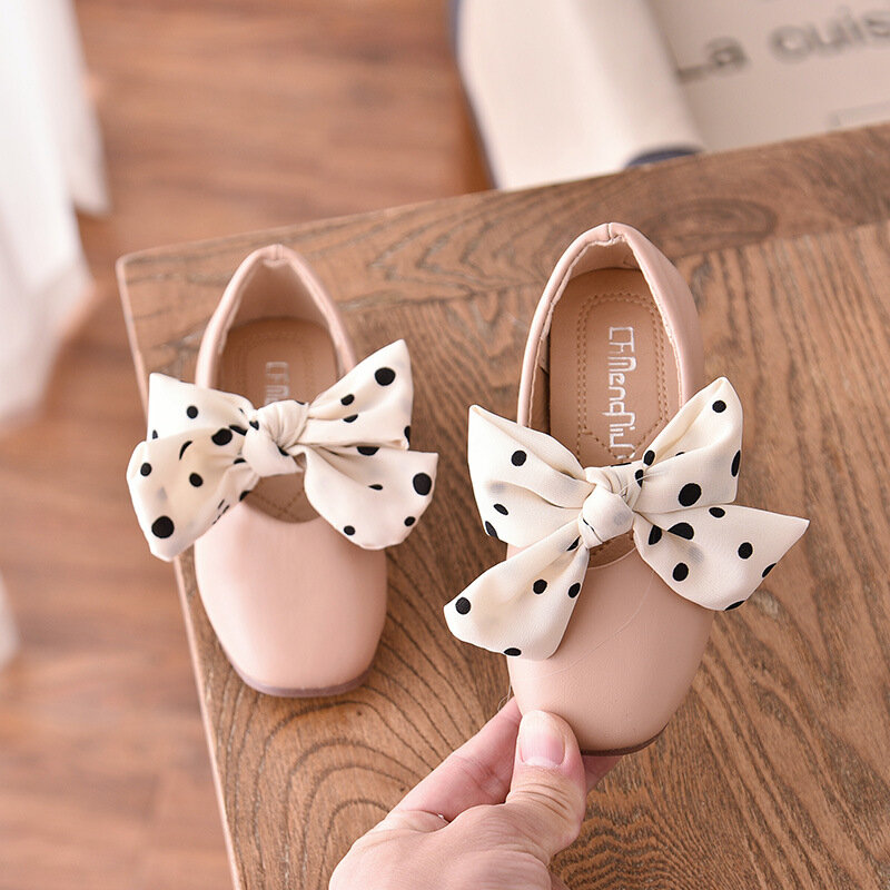Children Casual Shoes New Fashion Kids Princess  Girls Bowtie Cute Autume Flats Sweet   Leather 