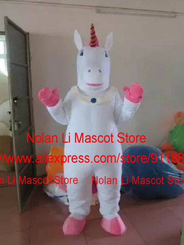 ขายร้อนสีขาว Unicorn ชุดมาสคอตคอสเพลย์แฟนซีปาร์ตี้ชุดโฆษณาพิเศษฉลองคริสต์มาสฮาโลวีน1122