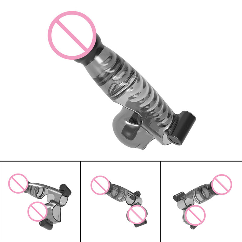 Masturbation Tools Vibrating Penis Cover TPE Portable with Touching Movement and 6 Button Batteries Adult Toys TK-ing