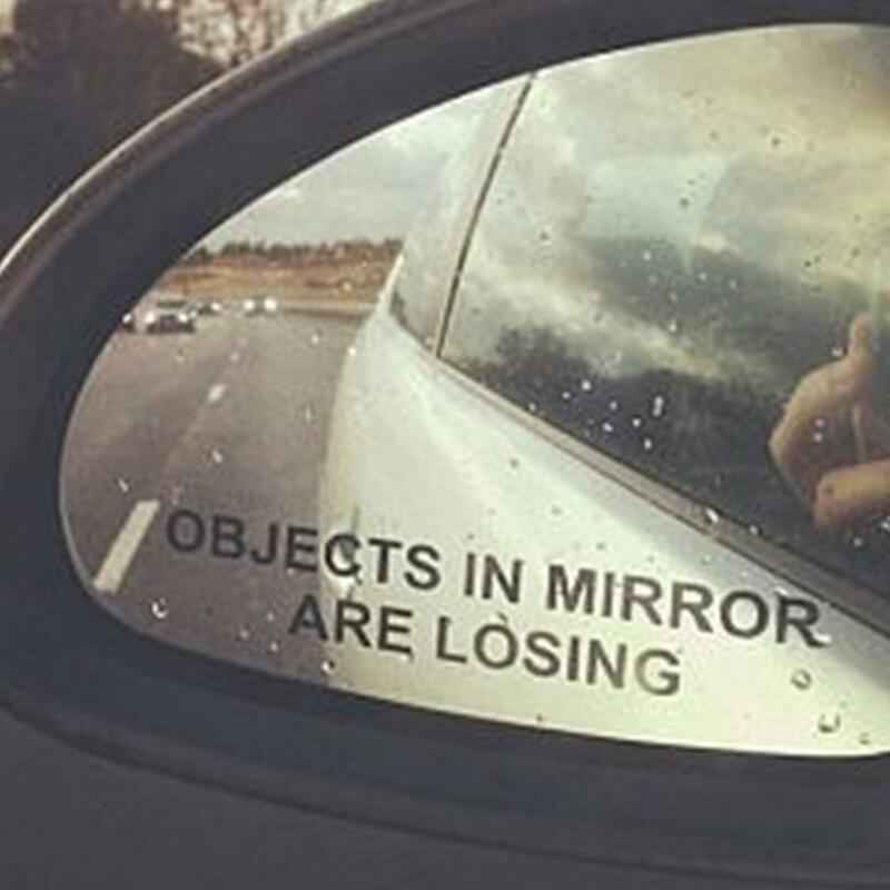 2 Pcs OBJECTS IN MIRROR ARE LOSING Car Stickers Rear View Mirror Vinyl Decal