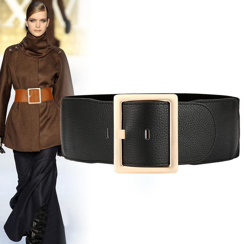 Cinturón de corsé ancho de talla grande para mujer, cinturones de diseñador para cintura para mujer, fajas elásticas, cinturón de vestido grande elástico marrón