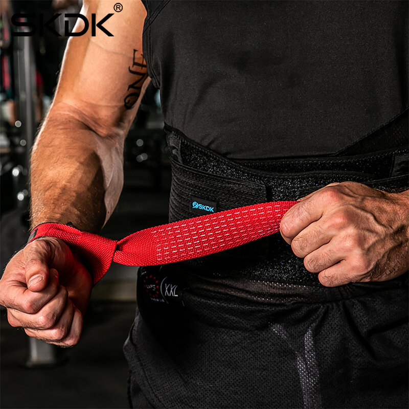 SKDK ยกน้ำหนัก Gym Anti-Slip กีฬาความปลอดภัยสายรัดข้อมือยกน้ำหนักข้อมือรองรับ Crossfit Hand Grips ฟิตเนสเพาะกาย