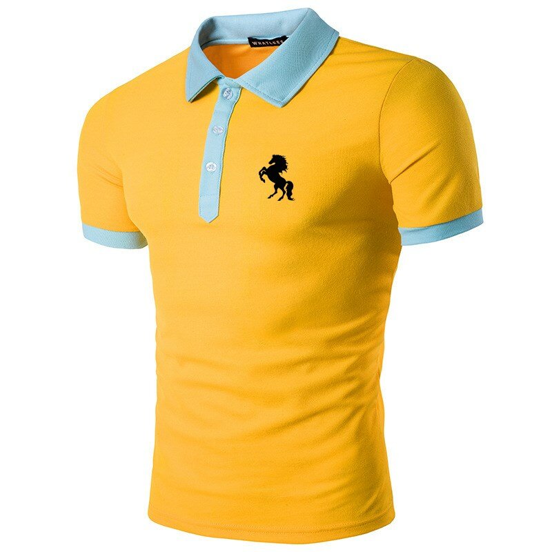 Brand new men's fashion casual short sleeve printed polo shirt