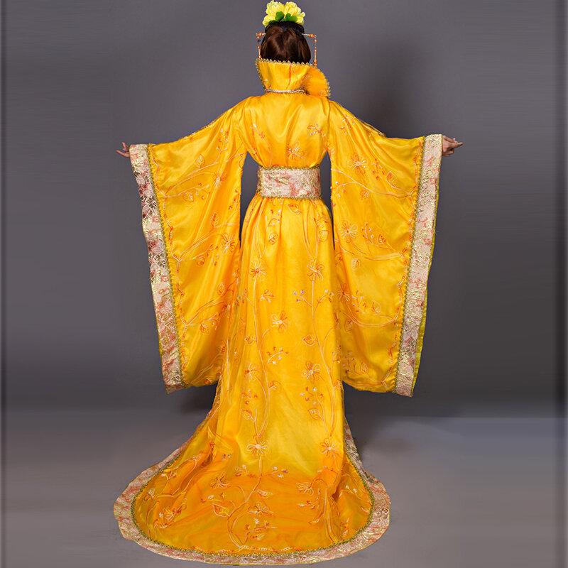 Disfraz de hanfu antiguo, traje de princesa reina, disfraz de princesa de amortiguación, traje de actuación en escenario, vestido de arrastre para estudio