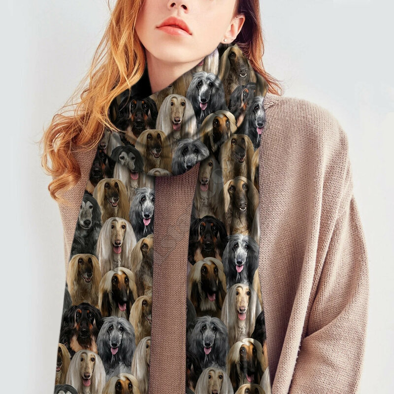 3D 프린트 모조 캐시미어 스카프, 두꺼운 따뜻한 숄 스카프, 요크셔 테리어 묶음, 가을 및 겨울