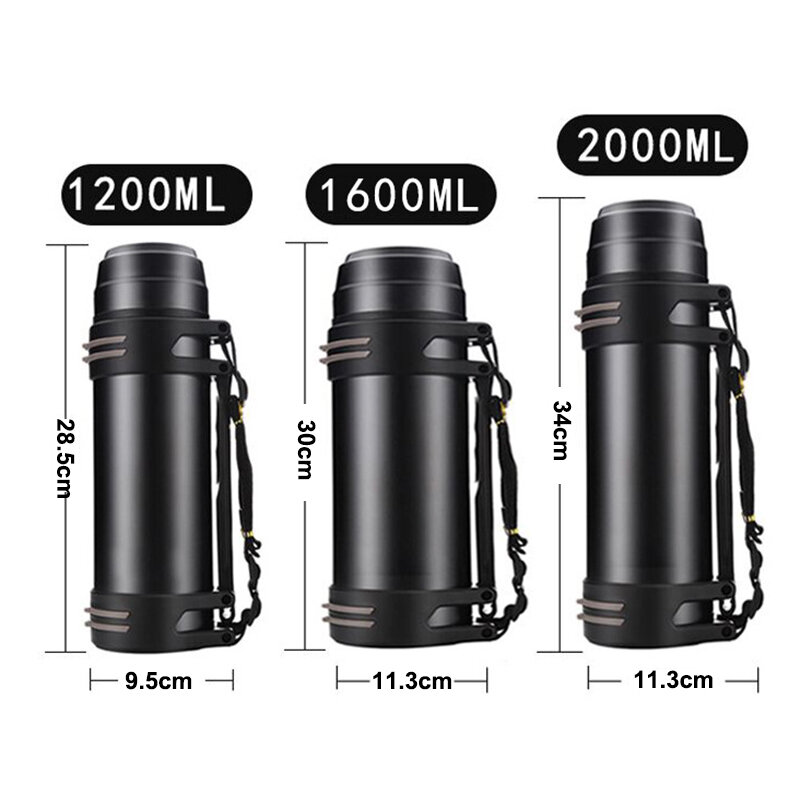 Large Capacity Stainless Steel Insulated Water Bottle Outdoor Sports Vacuum Flask Leakproof Water Jug Travel Bottle with Handle