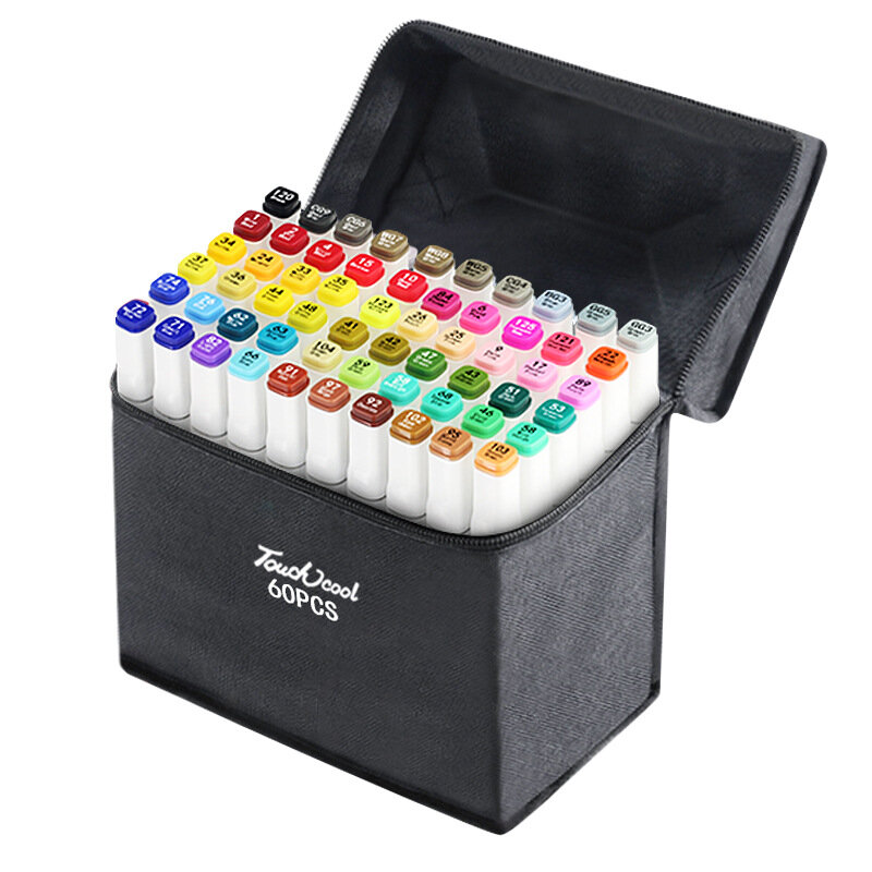 Marcador de escova de desenho conjunto 30/40/6/80/168 cores marcadores gráficos de tinta de álcool esboço marcador gêmeo canetas presente esboço para criança