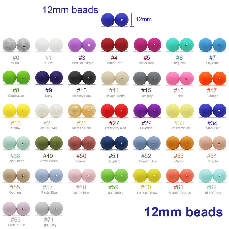 Cute-Idea 200pcs 12mm Accessories For Infant Teether molar chew Toy BPA free environmentally baby products silicone  beads