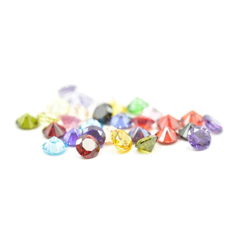 100pcs 0.8～4.0 Round Cut  Multi Various colors loose cubic zirconia bead zircon stone aaaaa For Diy jewelry
