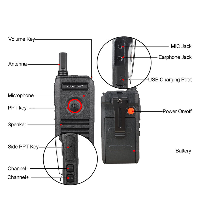 Socotran SC-600 uhf mini walkie talkie amateur radio 400-470mhz ultra schlank zwei wege radio doppel ptt atmungs licht
