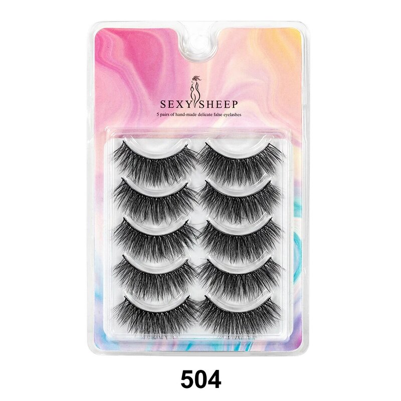 5Pairs 3D Soft Eyelashes Wispy Fluffy Crisscross Natural Lashes Handmade Eye Makeup Extension Tools