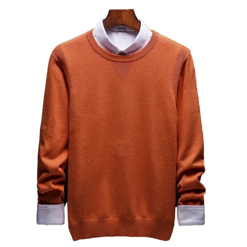 Suéter de cuello redondo para hombre, chaqueta de Color sólido, camisa de manga larga, prendas de punto coreanas, primavera y otoño