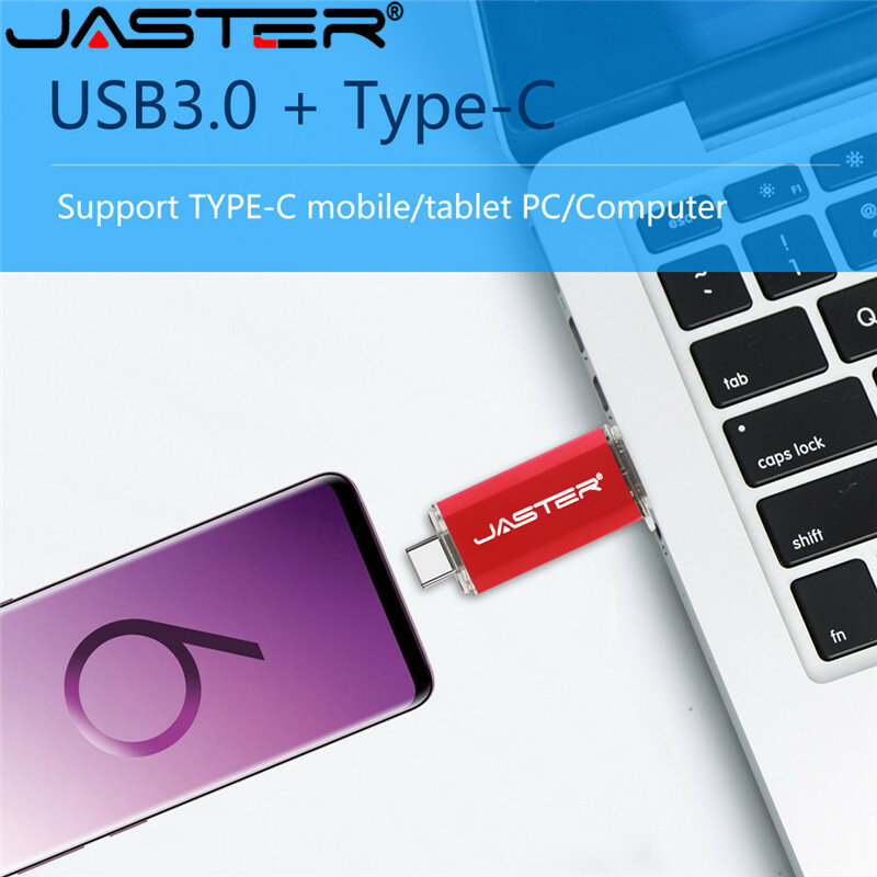 JASTER Hotsale OTG Usb Type C ไดรฟ์ปากกา128GB 64GB 32GB 16GB USB แฟลชไดร์ฟ3.0 pendrive ความเร็วสูงสำหรับอุปกรณ์ Type-C