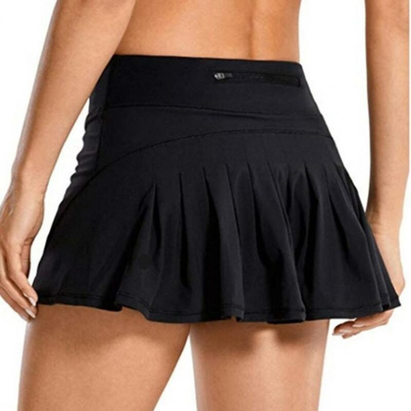 Summer Sexy Culottes Pocket Polyester Mid Waist Comfort Stretch Tennis Skirts Running Shorts Summer Gym Sports Fitness