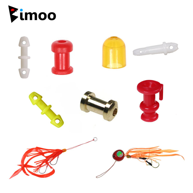 Bimoo 50 шт. 6 типов, медная/пластиковая искусственная резиновая юбка, галстук, Мул, принадлежности для обслуживания, морская Рыболовная Снасть