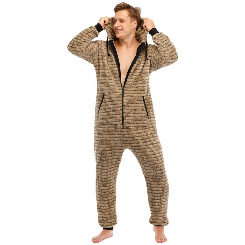 Зимняя мужская однотонная фланелевая домашняя одежда для отдыха, мужской комбинезон на молнии с длинным рукавом, модная Пижама