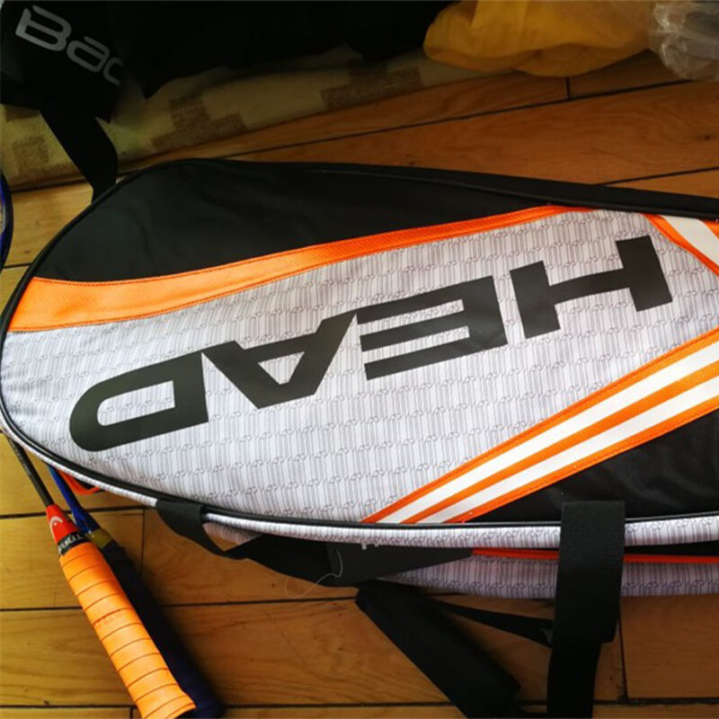 Saco de raquetes de tênis de cabeça, grande capacidade 6 a 9 peças, mochila para badminton e squash raquete, saco com sapatos, saco